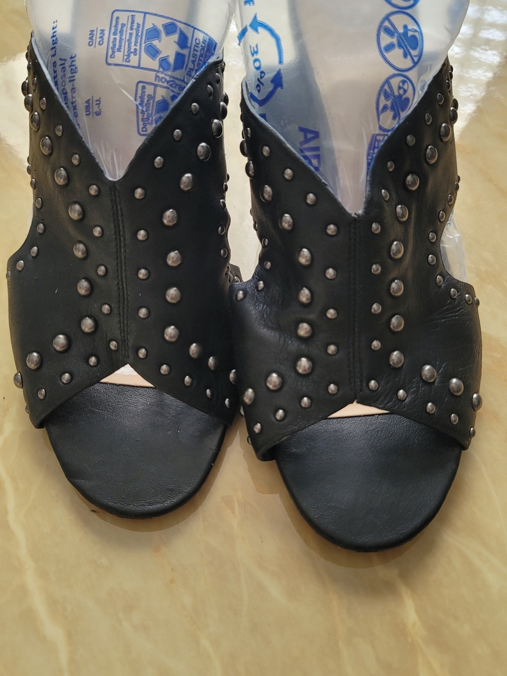 Vince Camuto Black Studded Open-Toe Mules